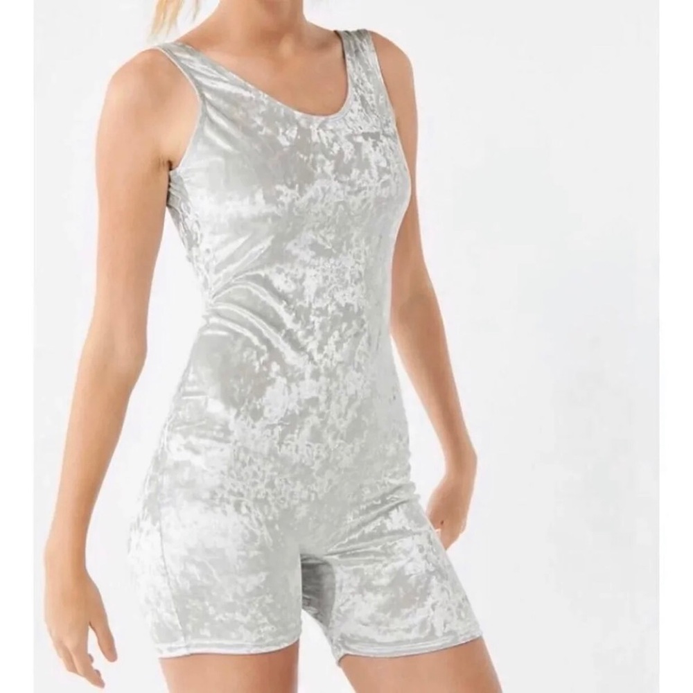 Urban Outfitters Silver Velvet Romper Recycled USA